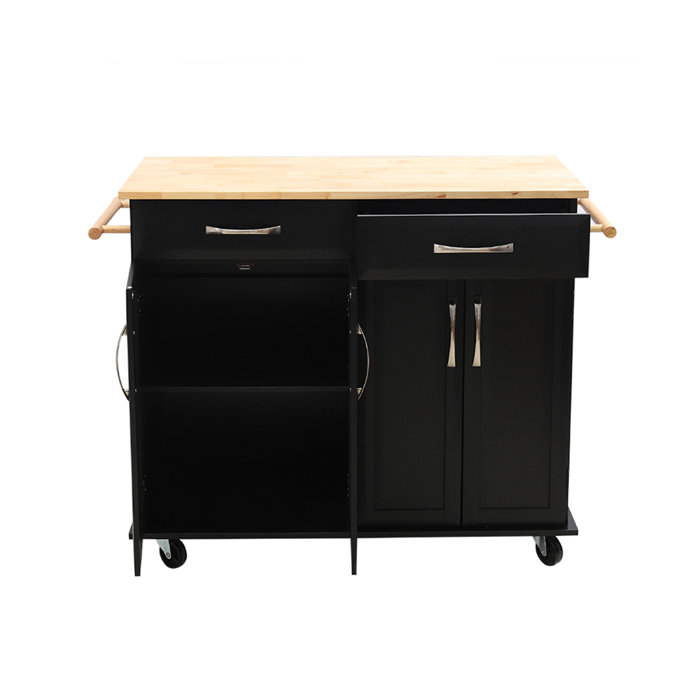 Ebern Designs Felisha 106Cm Solid Wood Kitchen Island with Locking Wheels & Reviews